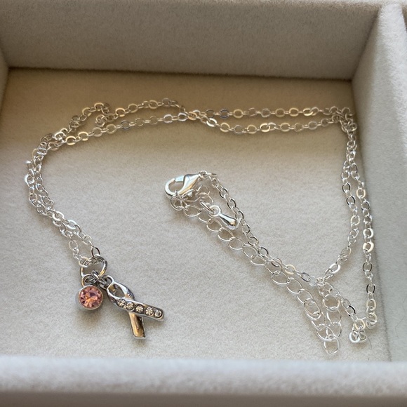 Handmade Silver Breast Cancer Pink Charm Necklace - Picture 8 of 15